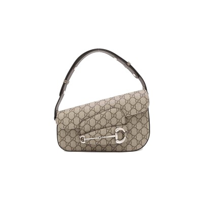 GUCCI BEIGE GG SUPREMECANVAS LEATHER HORSEBIT 1955 SHOULDER BAG 764155  (26.5*17*8cm)